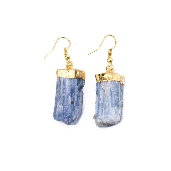 Blue Kyanite Rough Crystal  Earrings - Picture 6 of 9